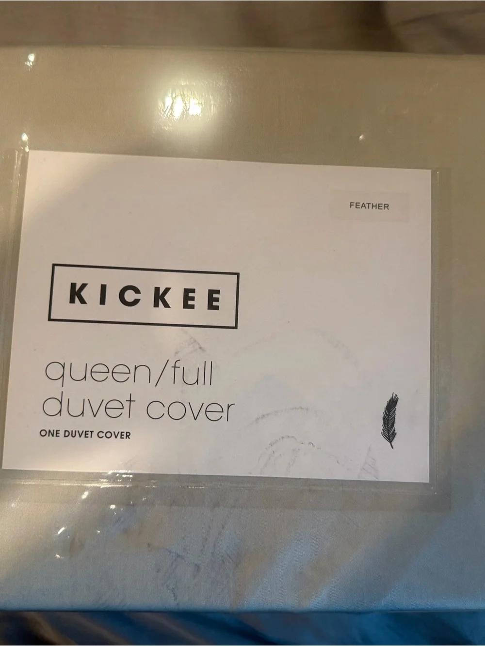 Kickee Feather Queen/Full Duvet Cover - Soft Light Gray NEW 100% Viscose Bamboo